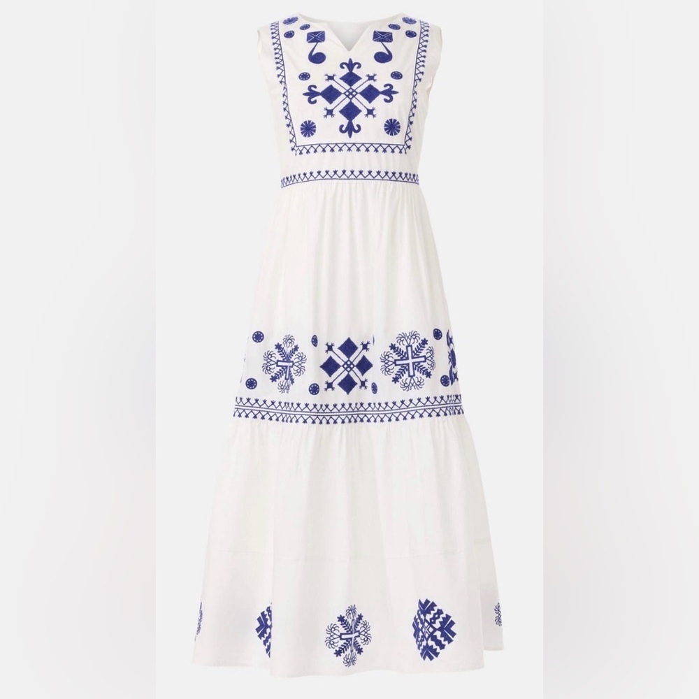Area Stars Embroidered White and Blue Maxi Dress - Picture 2 of 5